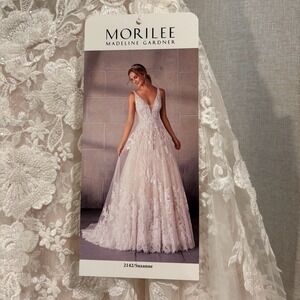 NWT Madeline Gardner Mori Lee Wedding Dress Tall Size 12 #2142 Ivory/Champ Train